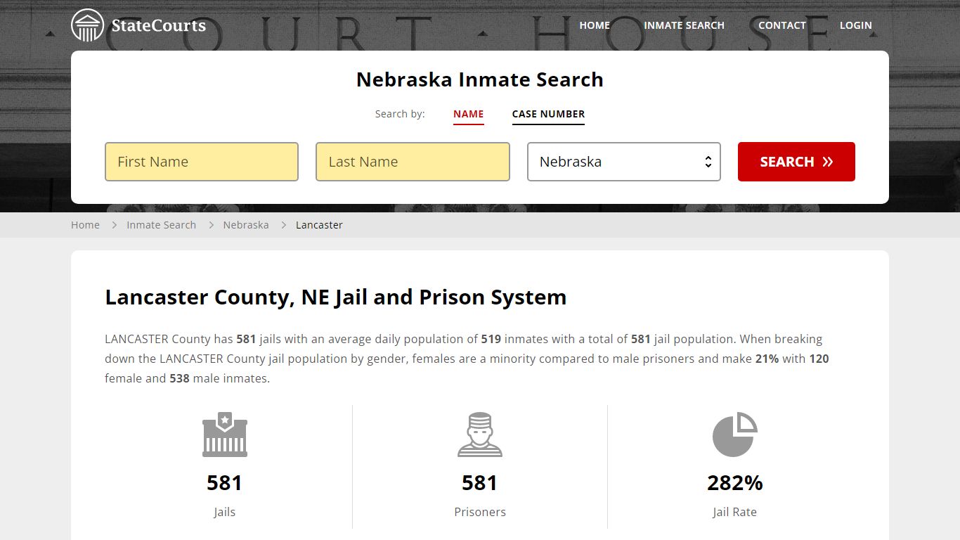 Lancaster County, NE Inmate Search - StateCourts